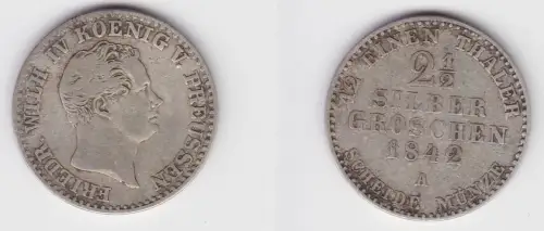 2 1/2 Silbergroschen Münze Preussen Wilhelm IV. 1842 A f.ss (150017)