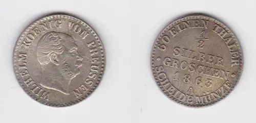 1/2 Silbergroschen Münze Preussen Wilhelm I. 1863 A ss (150226)