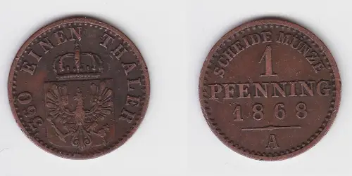 1 Pfennig Bronze Münze Preussen 1868 A ss (150176)