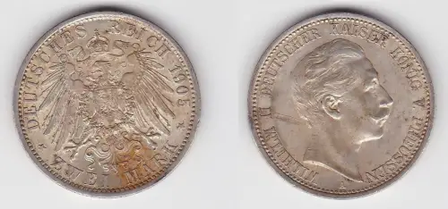 2 Mark Silbermünze Preussen Kaiser Wilhelm II 1905 Jäger 102 (150655)