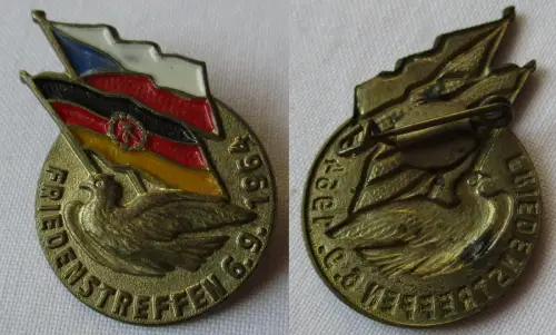 seltenes  DDR Abzeichen Friedenstreffen DDR CSSR 6.9.1964 mit Taube (150352)