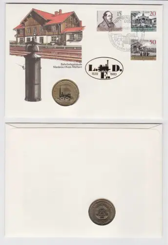 DDR Numisbrief mit 5 Mark Ferneisenbahn Saxonia 1988 (150125)