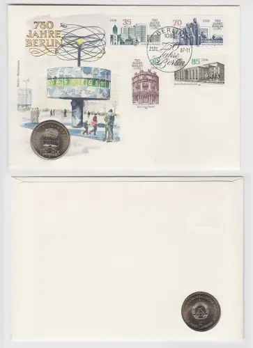 DDR Numisbrief mit 5 Mark 750 Jahre Berlin Alexanderplatz 1987 (150154)