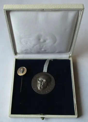 DDR Medaille Johannes R. Becher in Silber + Miniatur im Etui (126280)
