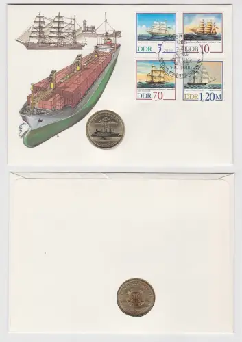 DDR Numisbrief mit 5 Mark Überseehafen Rostock 1988 (150126)