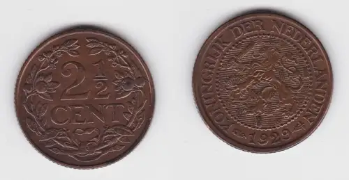 2 1/2 Cent Kupfer Münze Niederlande 1929 vz (133424)