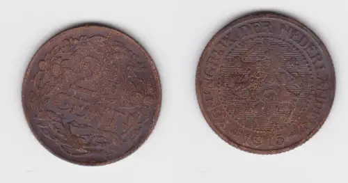 2 1/2 Cent Kupfer Münze Niederlande 1915 ss (132829)