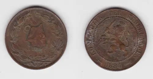 2 1/2 Cent Kupfer Münze Niederlande 1884 f.vz (135046)