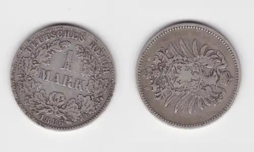 1 Mark Silber Münze Deutschland Kaiserreich 1886 F Jäger Nr.9 (140347)
