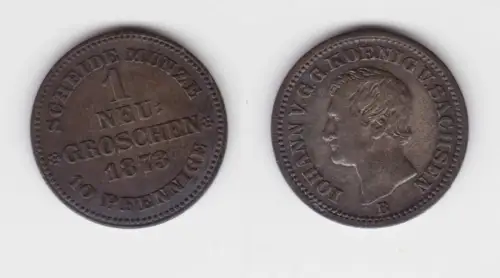 1 Neu Groschen Silber Münze Sachsen 1873 B ss+ (151145)