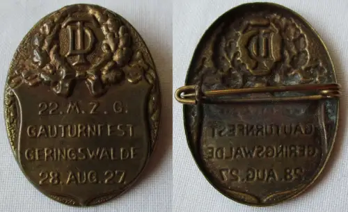 altes Blech Abzeichen 22.M.Z.G. Gauturnfest Geringswalde 1927 (144689)
