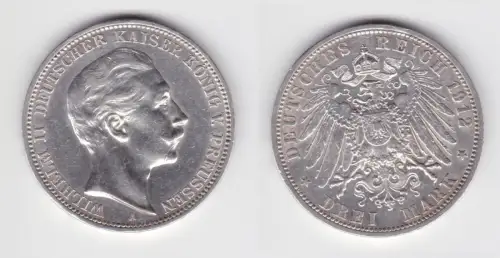3 Mark Silbermünze Preussen Kaiser Wilhelm II 1912 A Jäger 103 ss (152118)
