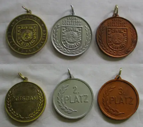 3 DDR Medaillen Kreisleistungsvergleich Zivilverteidigung Bronze - Gold (137715)