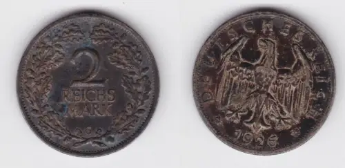 2 Mark Silber Münze Weimarer Republik 1926 G Jäger 320 ss (151800)