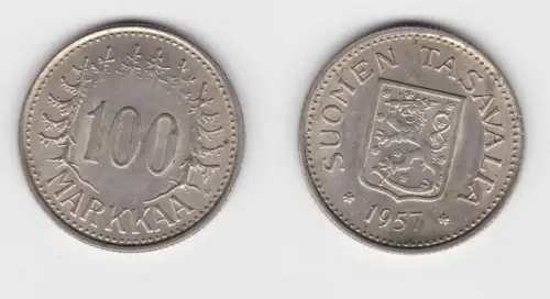 100 Markkaa Silber Münze Finnland 1957 (151796)