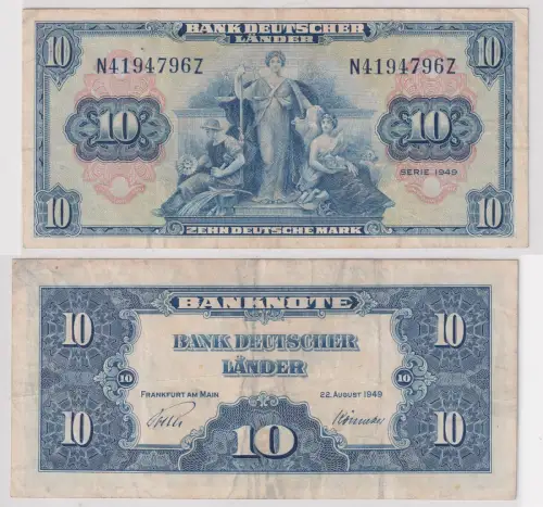 Banknote 10 Mark Bank deutscher Länder 1949 (137106)