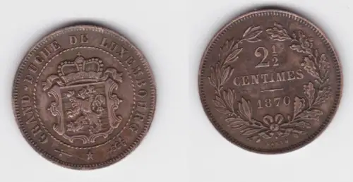 2 1/2 Centimes Kupfer Münze Luxemburg 1870 f.vz (136433)