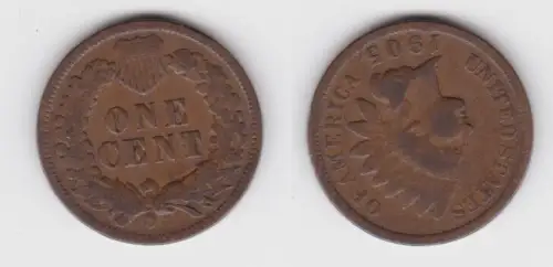 1 Cent Kupfer Münze USA 1905 (125272)