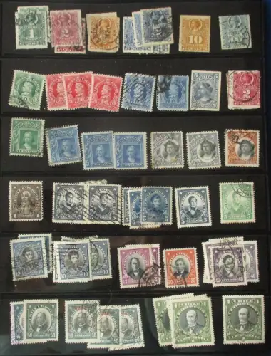kleine Briefmarkensammlung mit 85 alten Briefmarken Chile (140490)