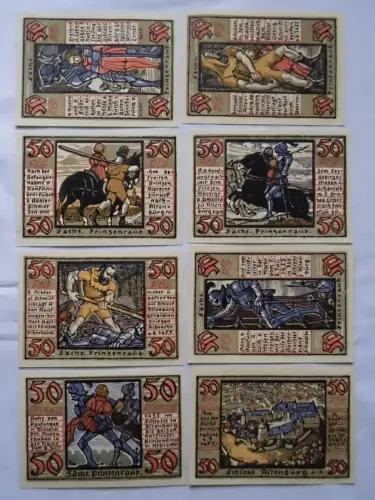 8x 50 Pfennig Banknoten Notgeld Stadt Altenburg Prinzenraubserie 1921 (111183)