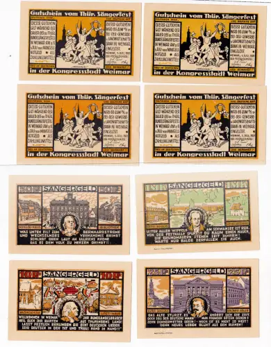 4 Banknoten Notgeld Weimar Thüringer Sängerfest 1.7.1921 (129948)