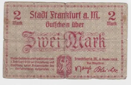 2 Mark Banknote Notgeld Stadt Frankfurt am Main 06.11.1918 (140085)