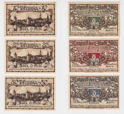 3 Banknoten Notgeld Stadt Zülz Biala 21.3.1921 (137632)