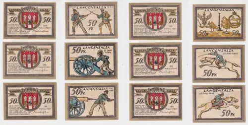 6 x 50 Pfennig Banknoten Notgeld Stadt Langensalza 1921 (137800)