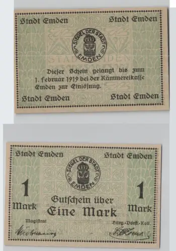 1 Mark Banknote Notgeldschein Emden kassenfrische (129185)