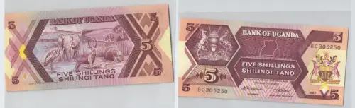 5 Shillings Banknote Uganda 1987 bankfrisch UNC (129112)