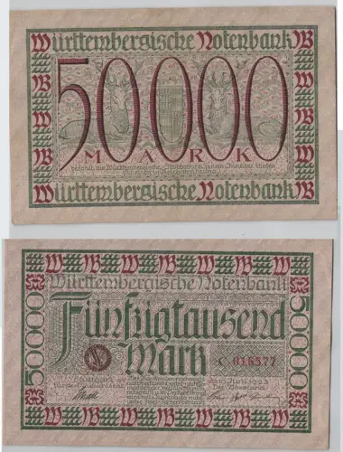 50000 Mark Banknote Württembergische Notenbank 10.6.1923 (129157)