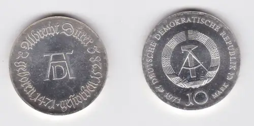 DDR Gedenk Silber Münze 10 Mark Albrecht Dürer 1971 Stempelglanz (128425)