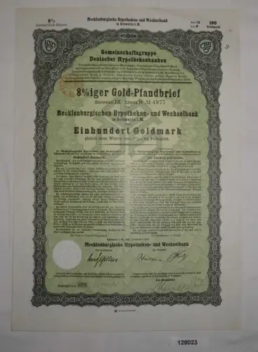 100 Goldmark Pfandbrief Mecklenburgische Hypotheken- & Wechselbank 1928 (128023)