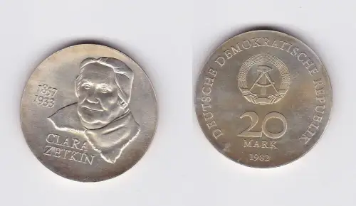 DDR Gedenk Münze 20 Mark Clara Zetkin 1982 Stempelglanz (128908)