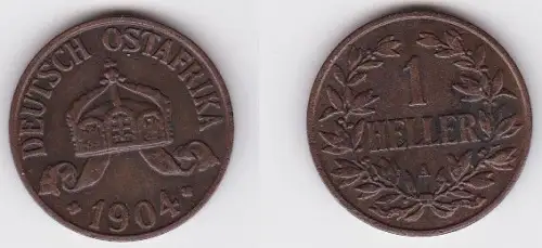 1 Heller Kupfer Münze Deutsch Ostafrika 1904 A (122032)