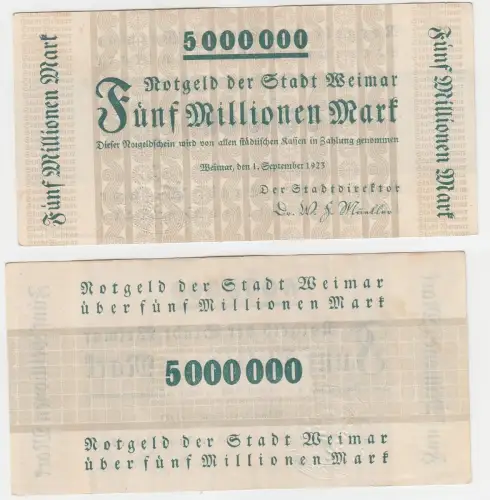 5 Millionen Mark Banknote Notgeld der Stadt Weimar 1.September 1923 (112083)