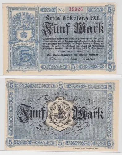 5 Mark Banknote Großnotgeld Kreis Erkelenz 12. November 1918 (135648)