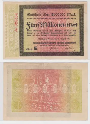 5 Millionen Mark Banknote Inflation Stadt Mülheim Ruhr 6.8.1923 (136258)