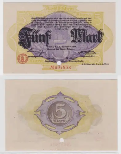 5 Mark Banknote Aushilfsschein Stadt Altona 2.11.1918 (135027)