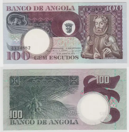100 Escudos Banknote Angola 1973 kassenfrisch UNC (152225)