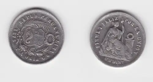 1 Dinero Silber Münze Peru 1875 ss (152661)