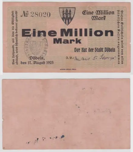 Eine Million Mark Banknote Stadt Döbeln 17.August 1923 (141566)