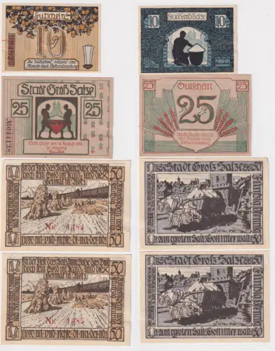 4 Banknoten Notgeld der Stadt Groß Salze (Wieliczka) 1920 (150936)