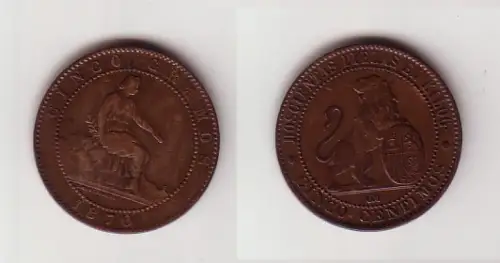 5 Centimos Kupfer Münze Spanien 1870 (114275)