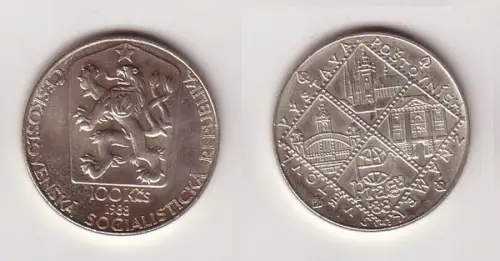100 Kronen Silber Münze Tschechoslowakei Motivphilatelie 1988 (114135)