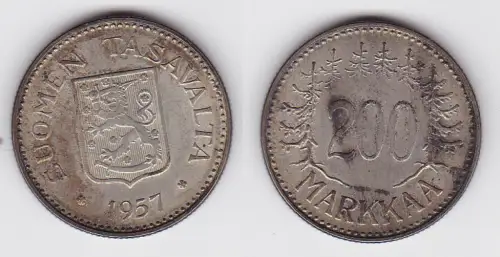 200 Markkaa Silbermünze Finnland 1957 (110763)