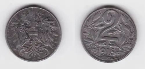 2 Heller Eisen Münze Österreich 1918 (133225)