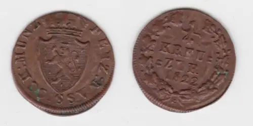 1/4 Kreuzer Kupfer Münze Nassau 1822 (120837)