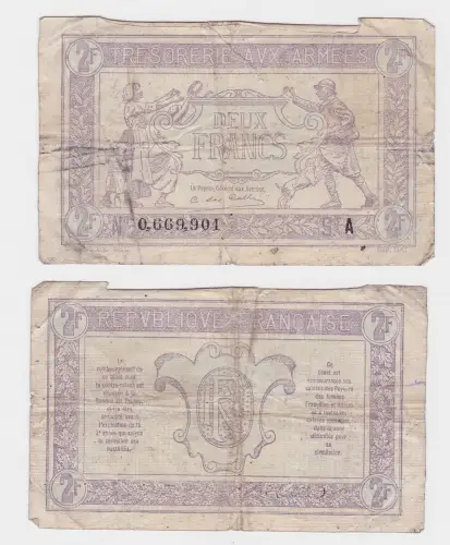 2 Francs Banknote Frankreich Trésorerie aux armées 1917  (124826)