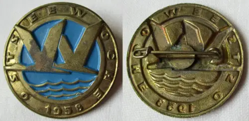 DDR Blech Abzeichen Ostseewoche 1958 (142207)